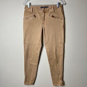 Ralph Lauren Sport Womens 28 Brown Breeches Denim Jeans Pocket Zip Ankle Snaps